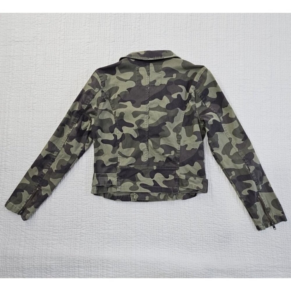 Mi Ami Women's Full Zip Jacket Size Small Green Camo Safari Buckle Pockets EUC - Picture 6 of 10